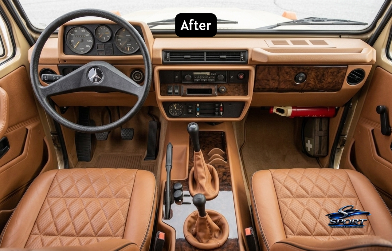 After: restored car seat upholstery (UAE)